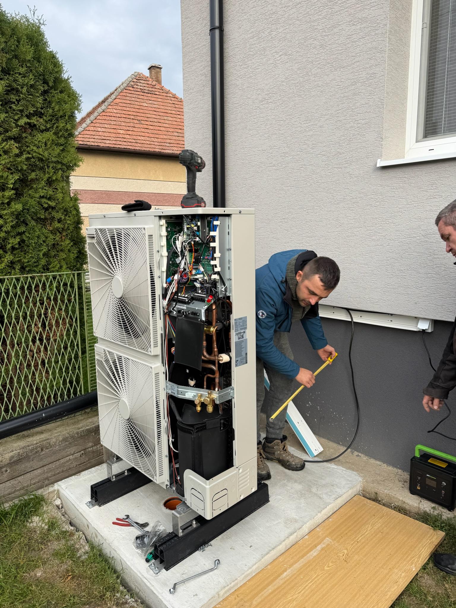 Tepelné čerpadlo počas montáže